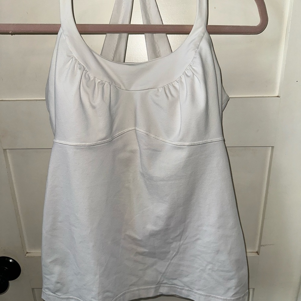 Lululemon White Racerback Built-In Bra Tank Top